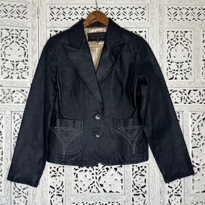 Hypo Active Genuine Leather Black Western Style Blazer Sz Medium